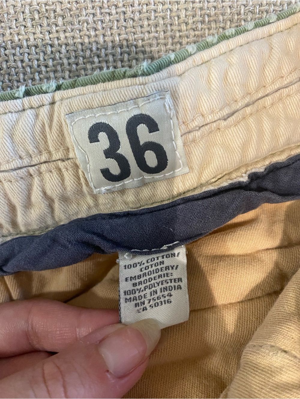 VINTAGE Y2K Abercrombie & Fitch Mens 36 Olive Green Moose Logo Distressed Shorts - Picture 7 of 8